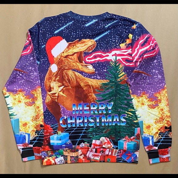 Christmas 3D dinosaur sweatshirt (adult small) - Picture 3 of 3